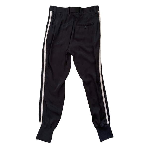 3.1 Phillip Lim Pants Side Silver Beaded Stripe Satin High Rise Jogger Slit Hem - Picture 7 of 13